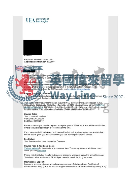 英國東英格利亞大學財務與管理碩士