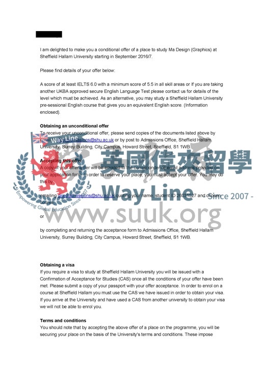 英國謝菲爾德哈姆大學設計碩士