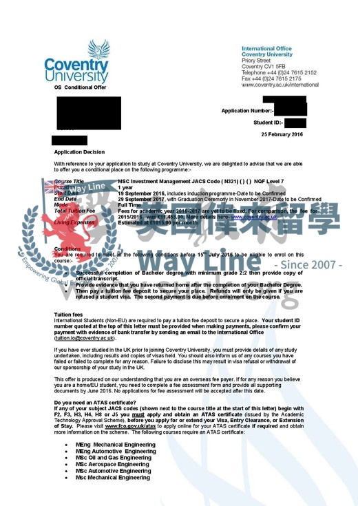 英國考文垂大學投資管理碩士