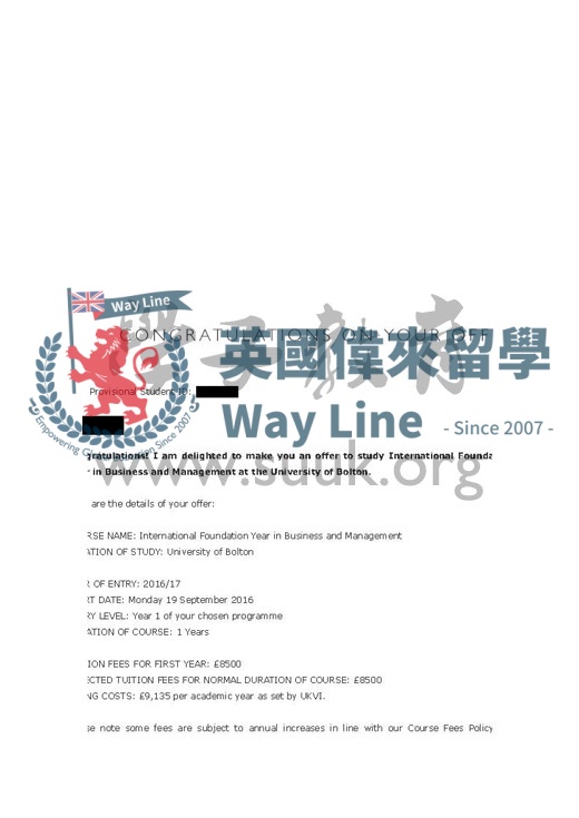 英國博爾頓大學商務管理預科