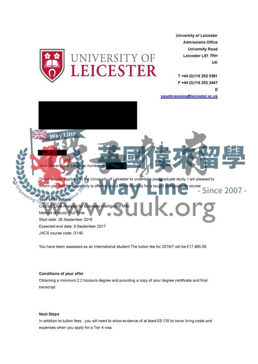 英國萊斯特大學商業智能數據分析碩士
