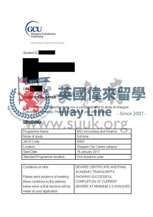 英國格拉斯哥卡里多尼亞大學會計與金融碩士