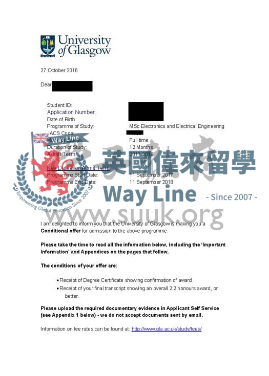 英國格拉斯哥大學電子與電氣工程碩士