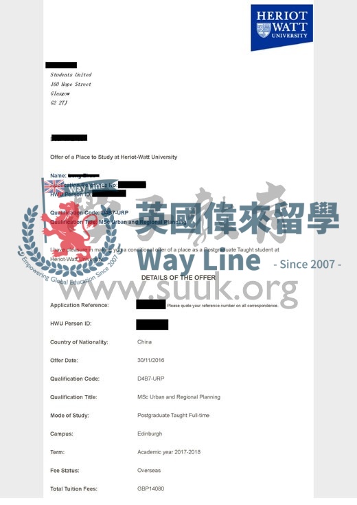 英國赫瑞瓦特大學城市與區域規劃碩士