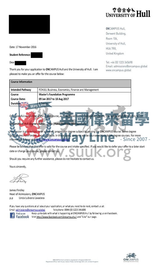 英國赫爾大學商務管理碩士