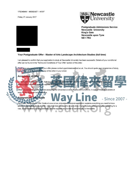 英國紐卡斯爾大學景觀建築學碩士