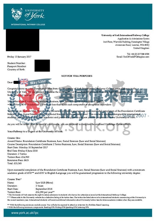英國約克大學法律學本科預科