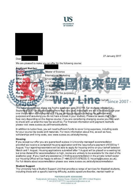 英國薩塞克斯大學國際市場營銷碩士