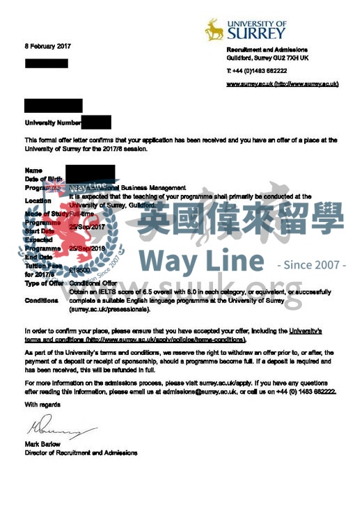 英國薩里大學國際商務管理碩士