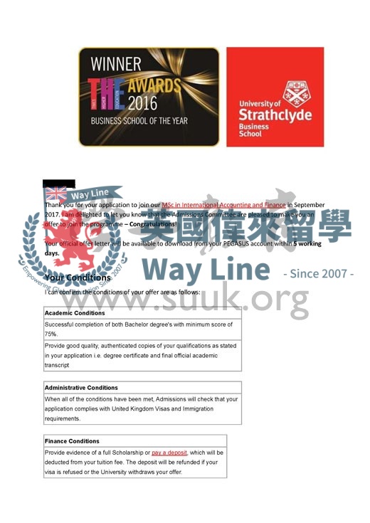 英國斯特拉斯克萊德大學國際會計與金融碩士