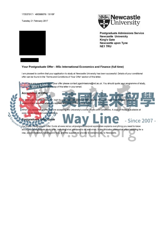 英國紐卡斯爾大學國際經濟與金融碩士