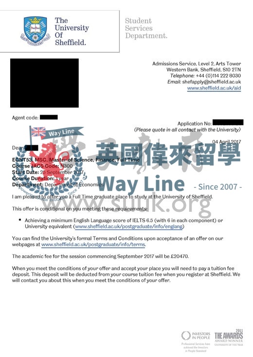英國謝菲爾德大學金融碩士