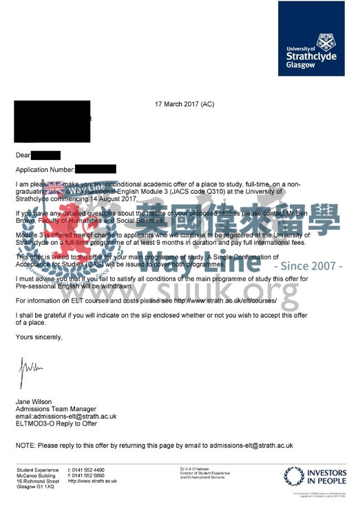 英國斯特拉斯克萊德大學四周學前課程