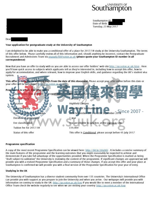 英國南安普頓大學金融碩士