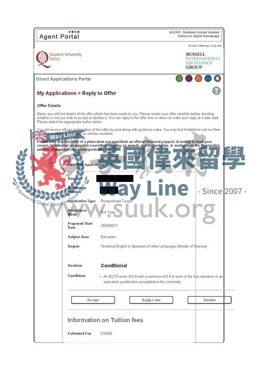 英國貝爾法斯特女王大學對外英語教學碩士