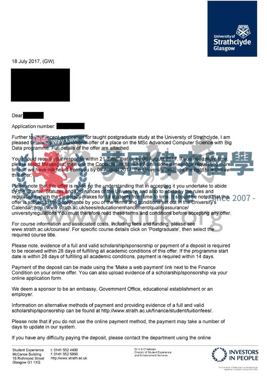 英國斯特拉斯克萊德大學高級計算機科學與大數據碩士