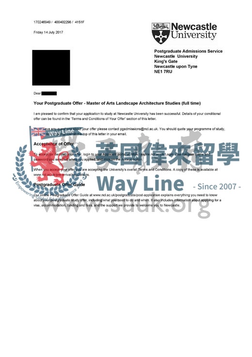 英國紐卡斯爾大學景觀建築學碩士