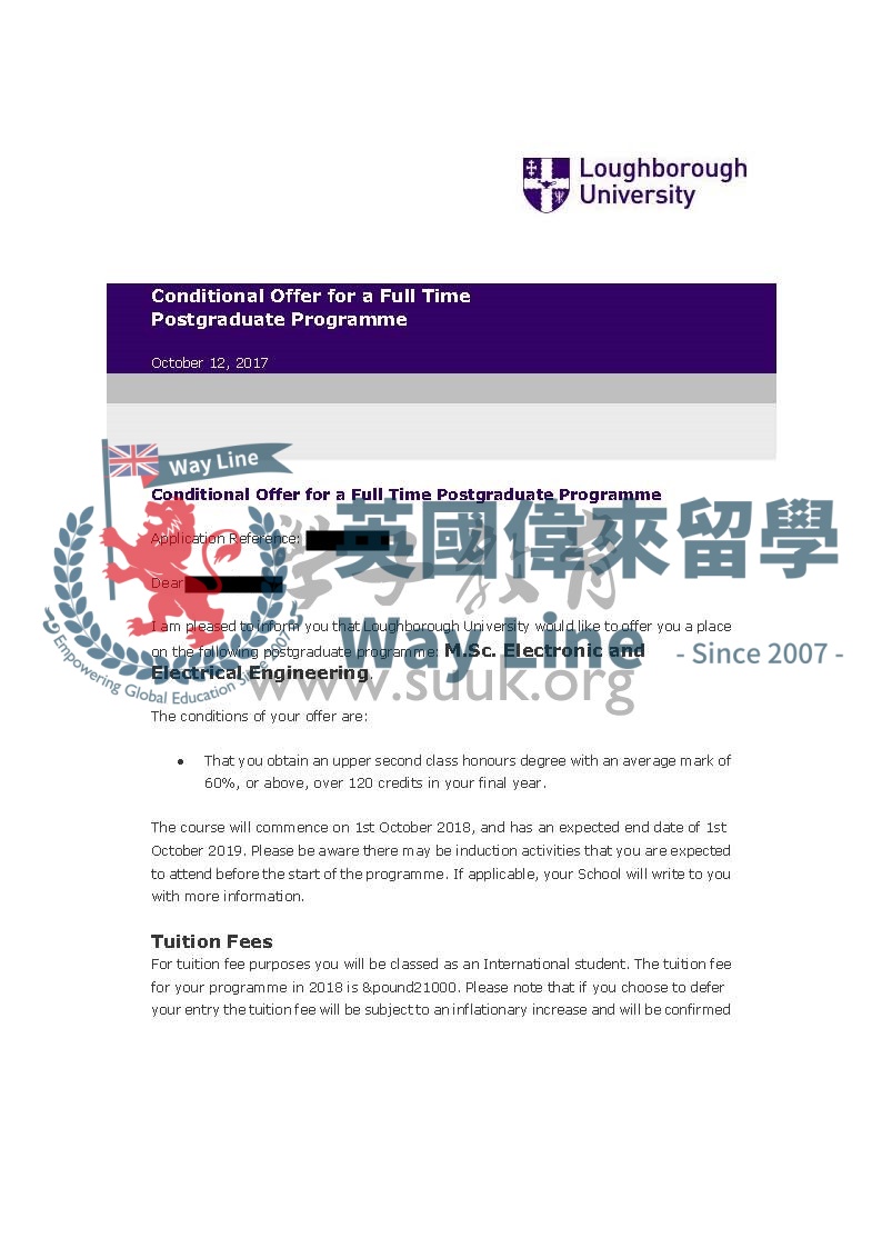 英國拉夫堡大學大學電子與電氣工程碩士