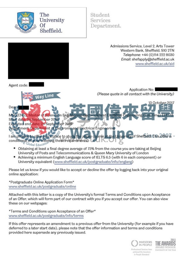 英國謝菲爾德大學電子與電氣工程碩士