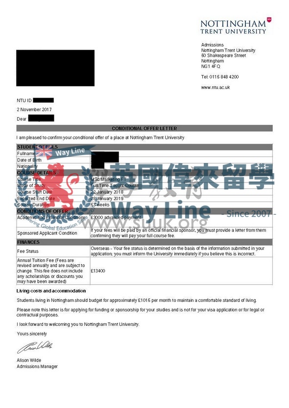 英國諾丁漢特倫特大學市場營銷碩士