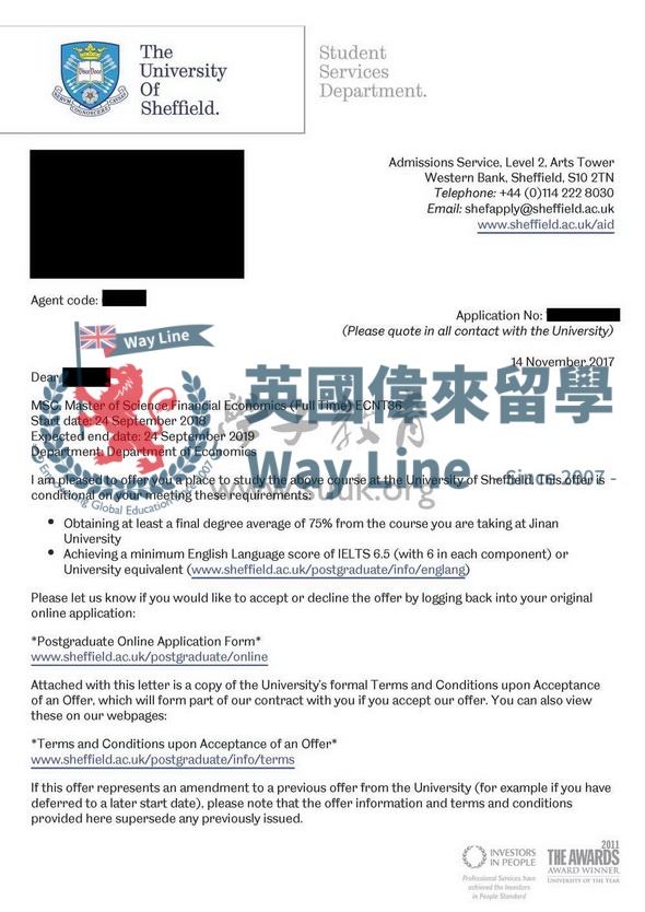 英國謝菲爾德大學金融經濟學碩士