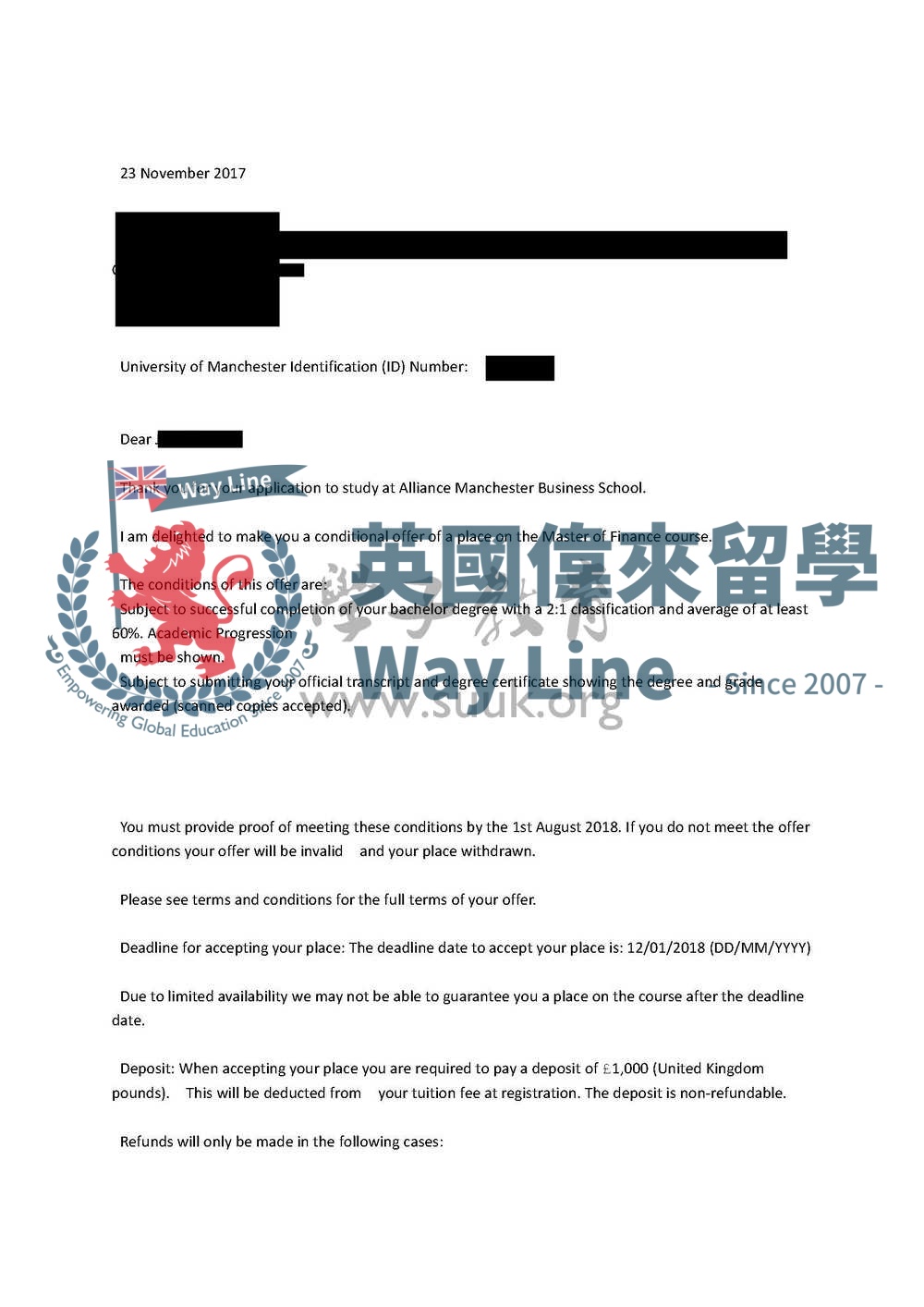英國曼徹斯特大學金融碩士