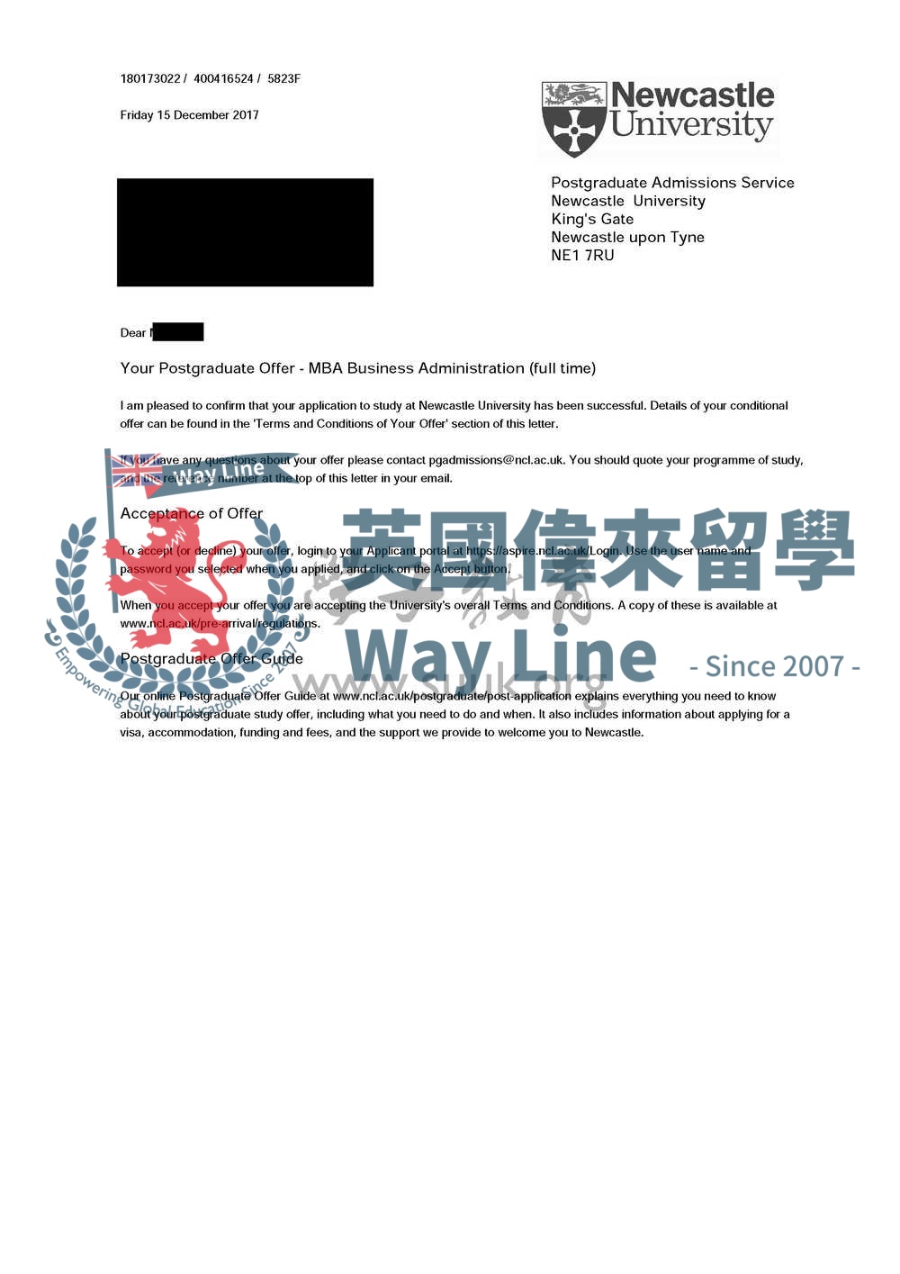 英國紐卡斯爾大學工商管理碩士