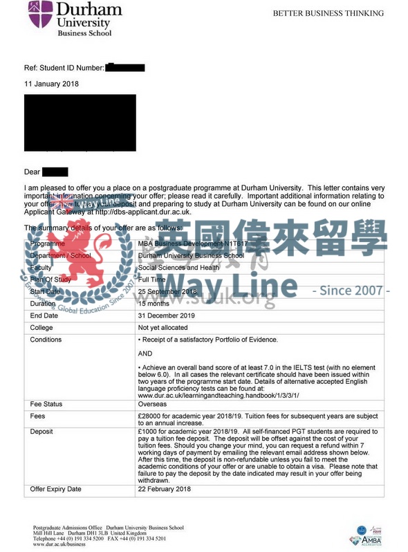 英國杜倫大學工商管理碩士