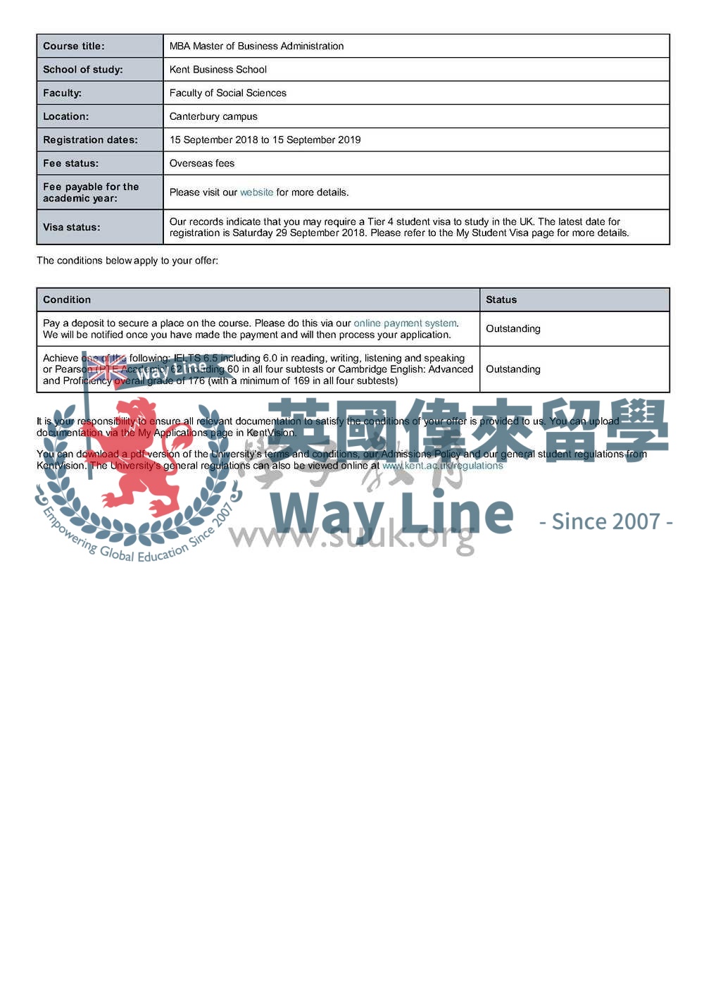 英國肯特大學工商管理碩士