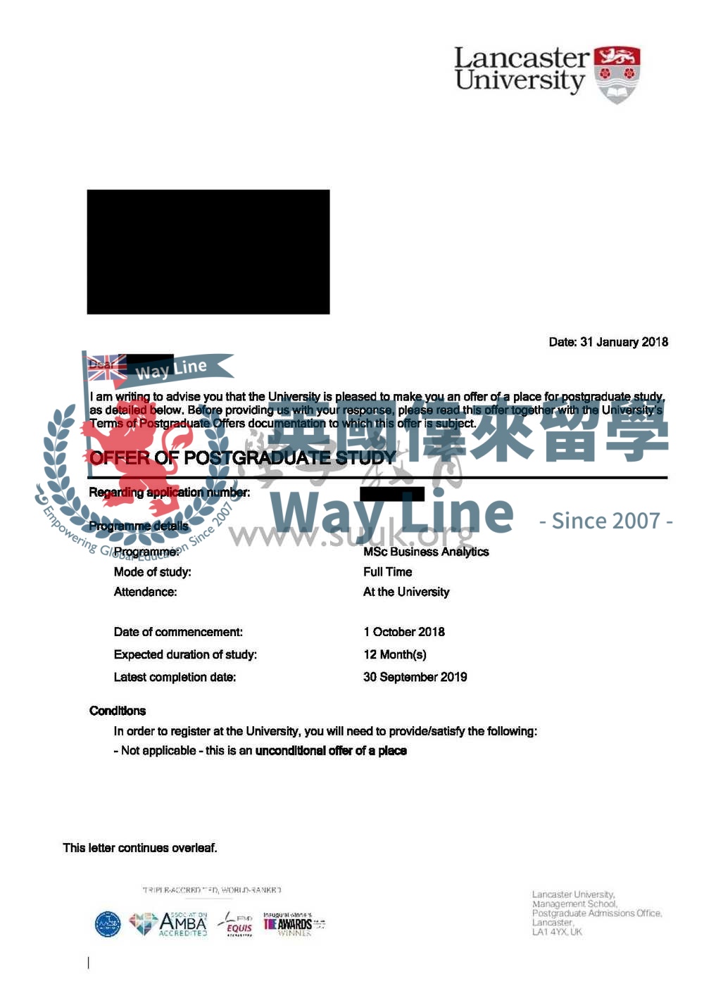 英國蘭卡斯特大學商業分析碩士