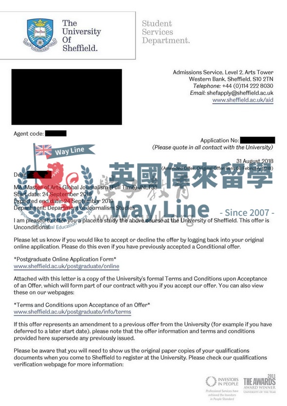 英國謝菲爾德大學全球新聞學碩士