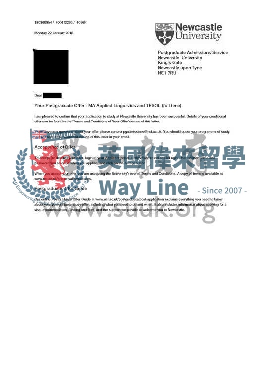 英國紐卡斯爾大學應用語言學與TESOL碩士