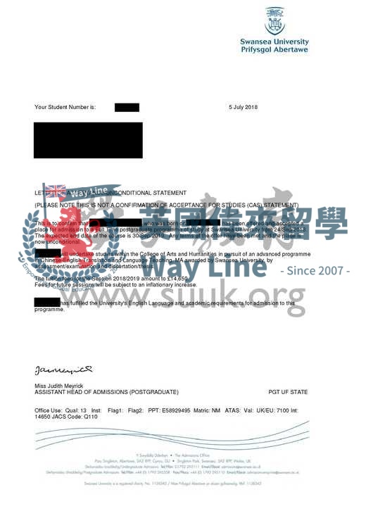 英國斯旺西大學漢英翻譯與語言教學碩士