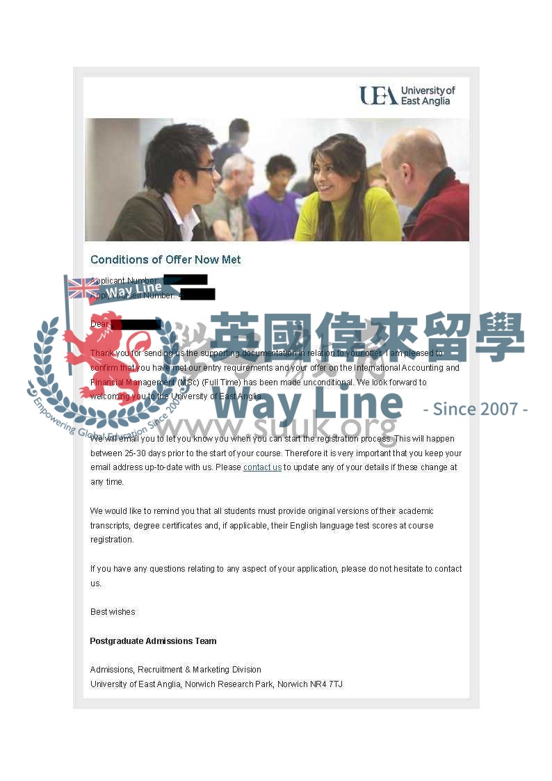 英國東英格利亞大學國際會計與財務管理碩士