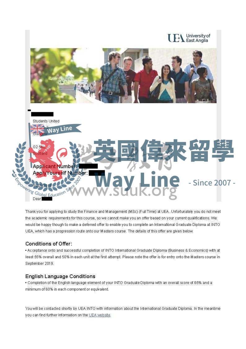 英國東英格利亞大學金融與管理學碩士