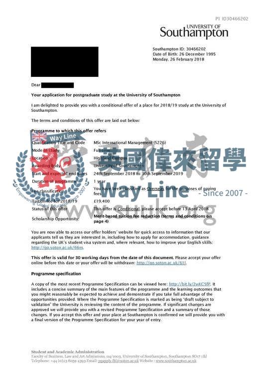 英國南安普頓大學國際管理學碩士