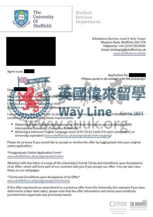 英國謝菲爾德大學國際管理學碩士