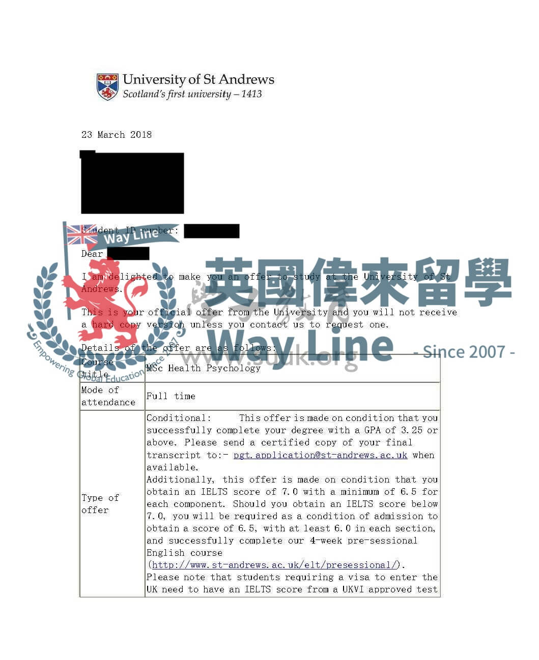 英國聖安德魯斯大學健康心理學碩士