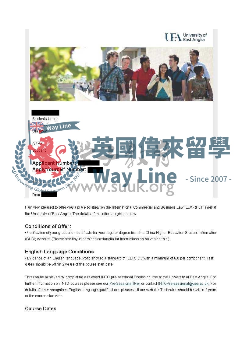 英國東英格利亞大學國際貿易和商法碩士
