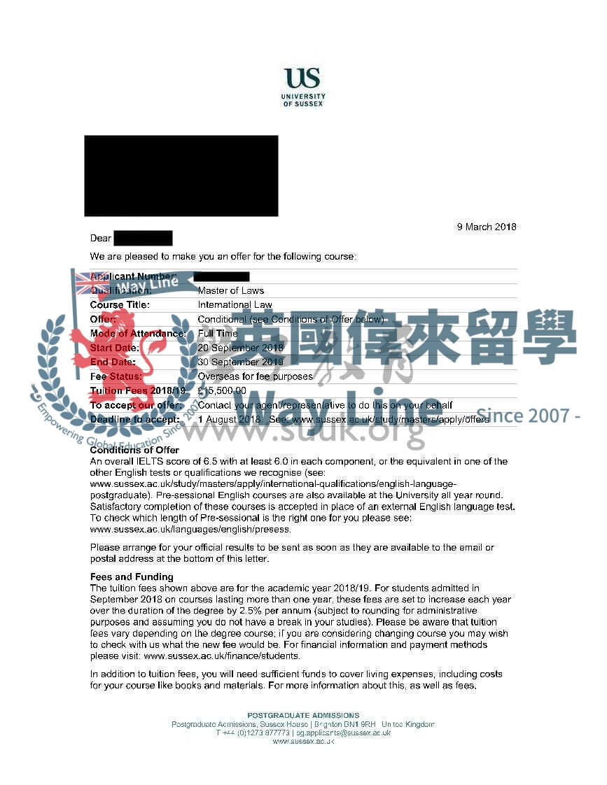 英國薩塞克斯大學國際法學碩士