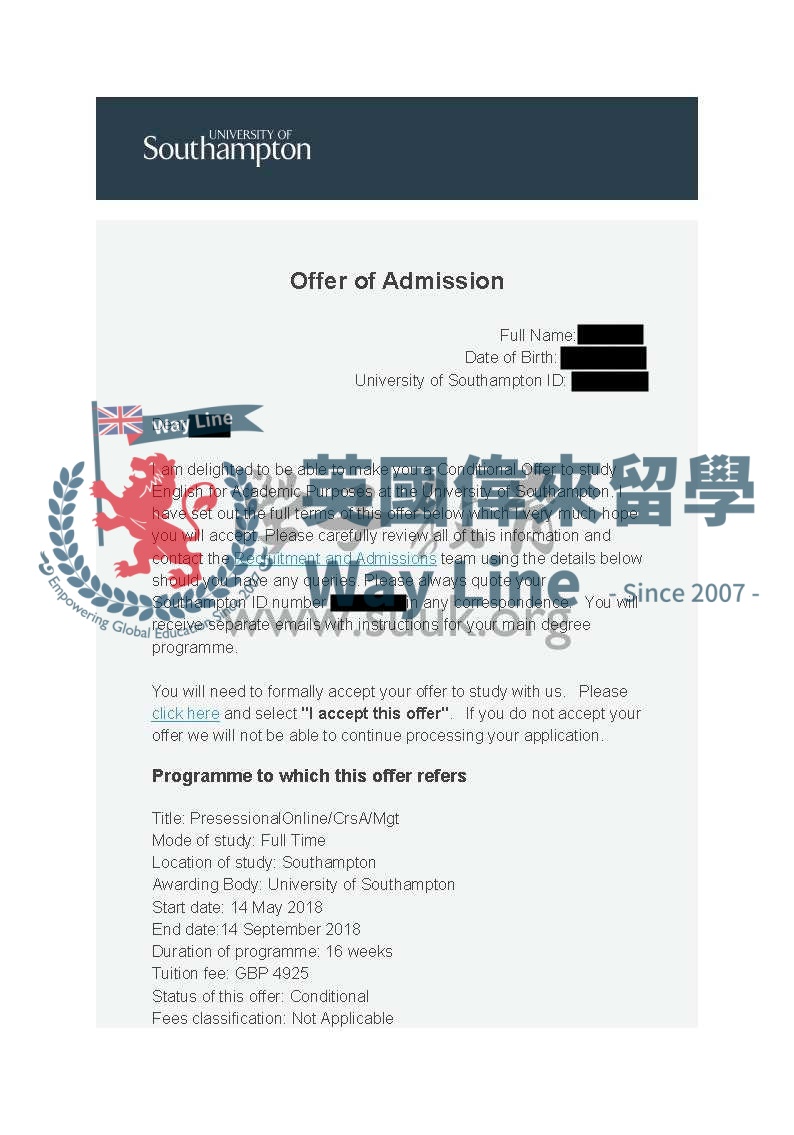 英國南安普頓大學16周語言課程