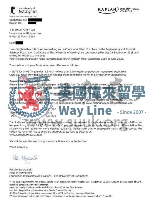 英國諾丁漢大學建築學本科+預科