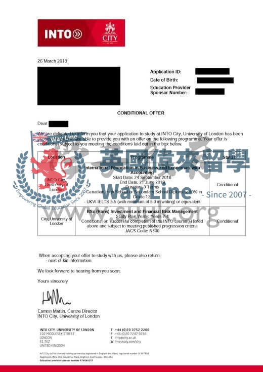 英國倫敦城市大學投資與財務風險管理本科+預科