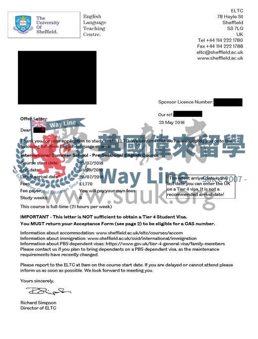 英國謝菲爾德大學6周學前語言課程