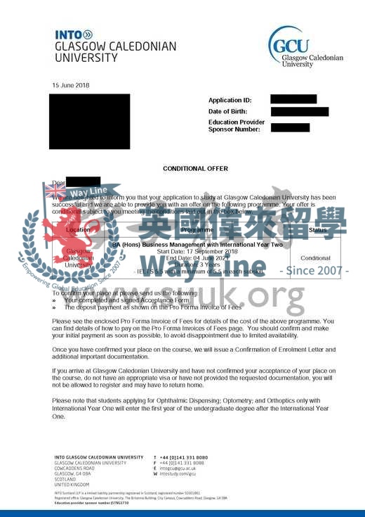 英國格拉斯哥卡里多尼亞大學商務管理國際大二