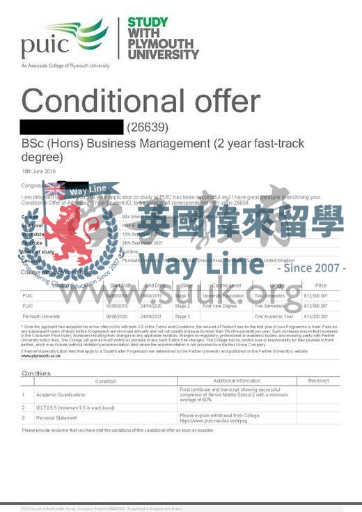 英國普利茅斯大學商務管理本科預科