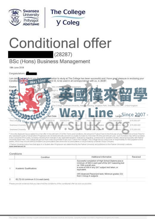 英國斯旺西大學商務管理國際大一