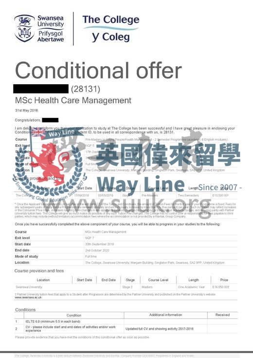 英國斯旺西大學衛生保健管理碩士預科