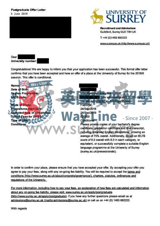 英國薩里大學商業分析碩士