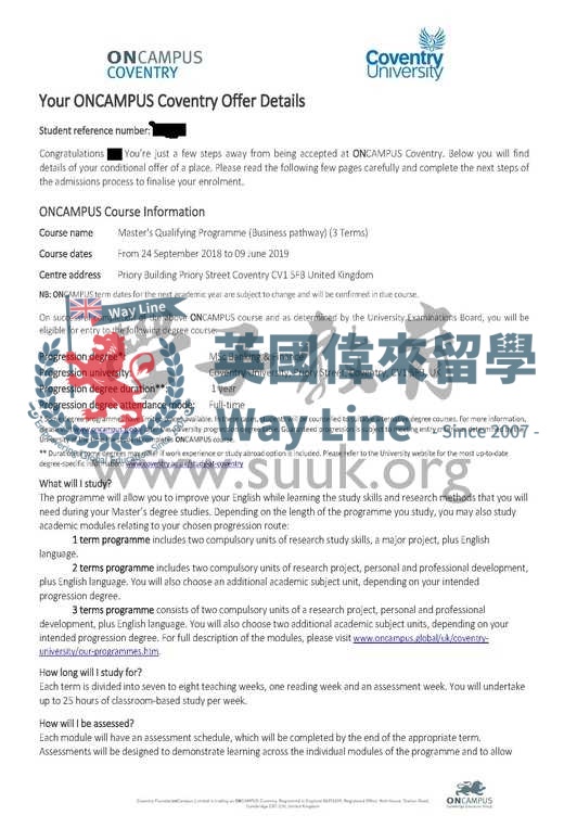英國考文垂大學銀行&金融碩士預科